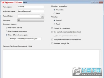 Json Class Generator(Json字符串转c#代码软件) Json Class Generator(Json字符串转c#代码软件)
