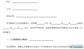 试用期合同模板 试用期合同模板