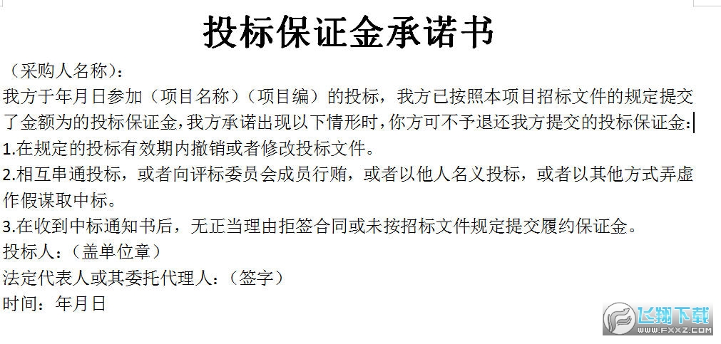 投标保证金承诺书截图0