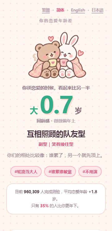 恋爱年龄差测验手机测试软件 恋爱年龄差测验手机测试软件
