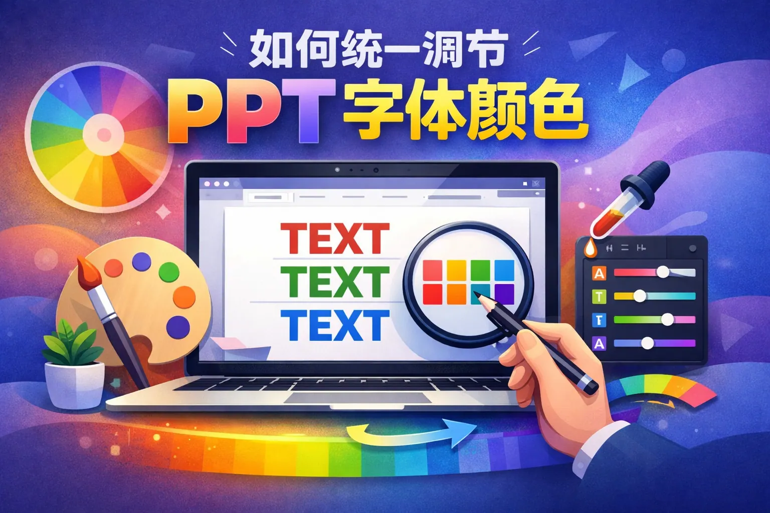 MindPPT生成PPT后调整配色和字体操作配图