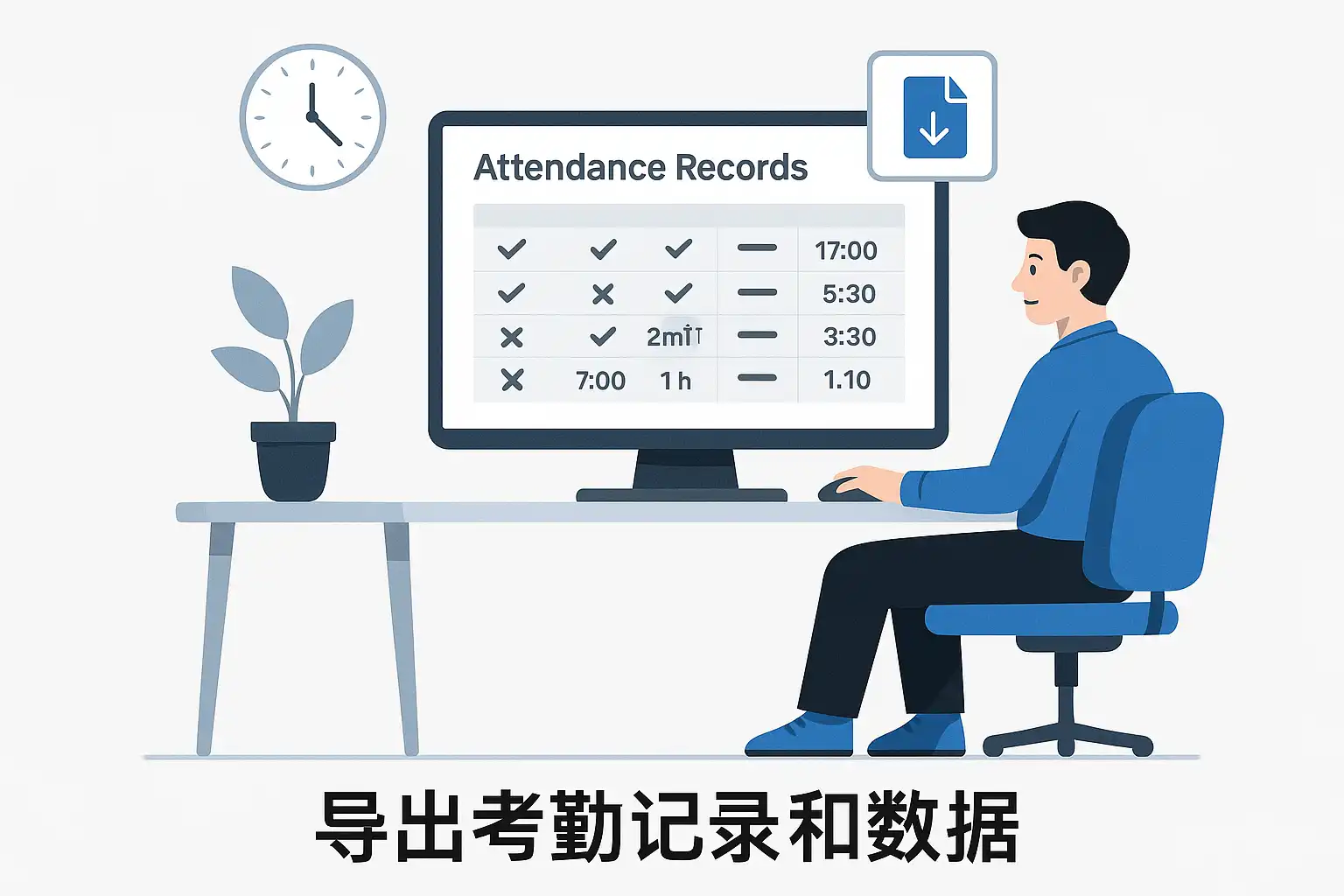 水印相机拍打卡照片 生成考勤记录导出表格配图