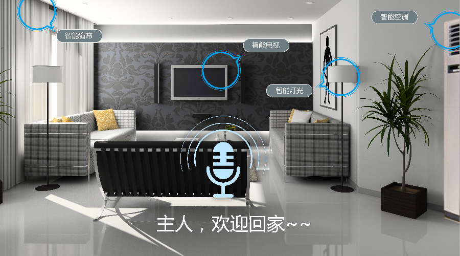 一目物联智能家居语音控制音箱场景图