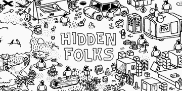 隐藏的人Hidden Folks for Mac电脑版 游戏关卡画面 找小人互动场景 黑白手绘风格