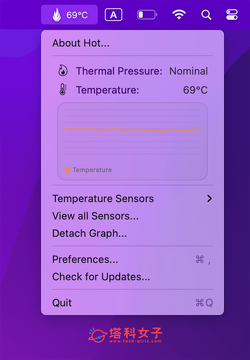 Temp Monitor for Mac(温度监视器) 报警阈值设置与软件偏好设置界面