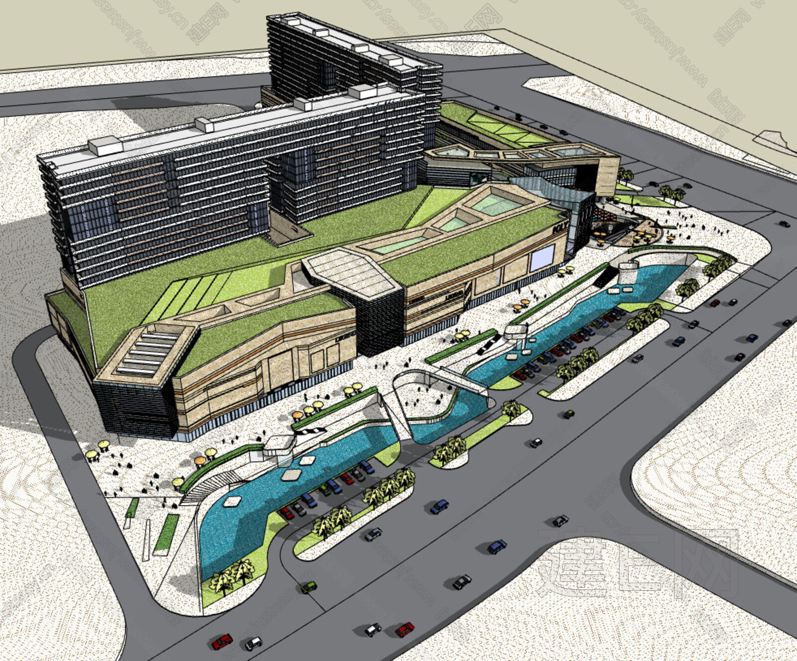 建筑设计TH-Arch小型商业体案例建模过程展示图