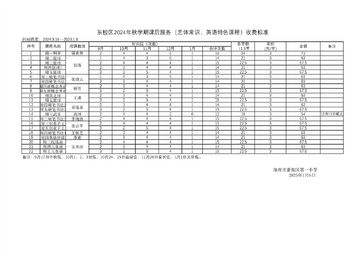 第一教育课后服务收费标准公示