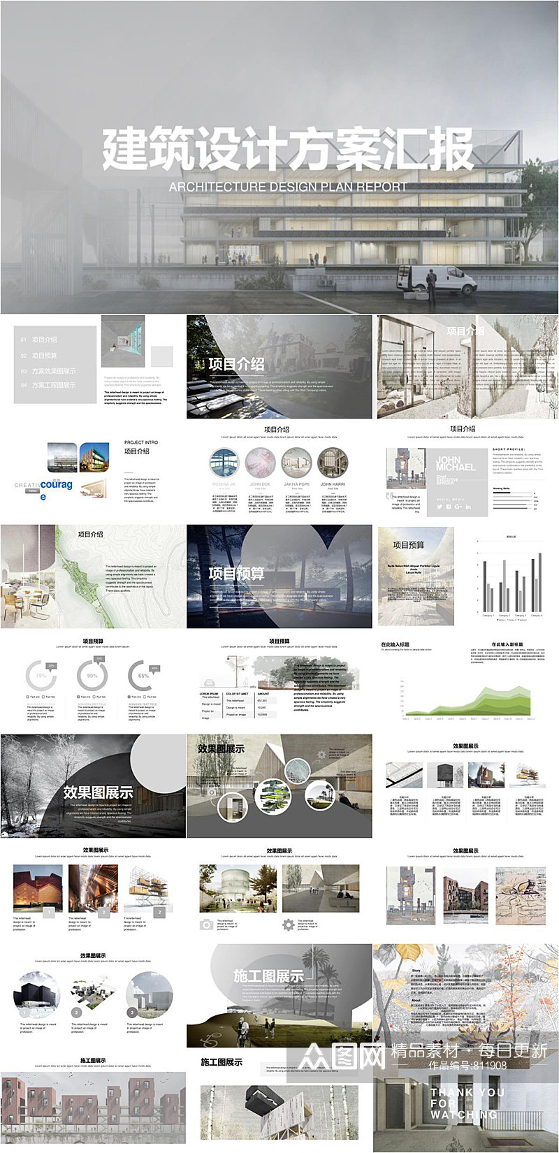 建筑设计TH-Arch方案汇报可视化图表与动态演示