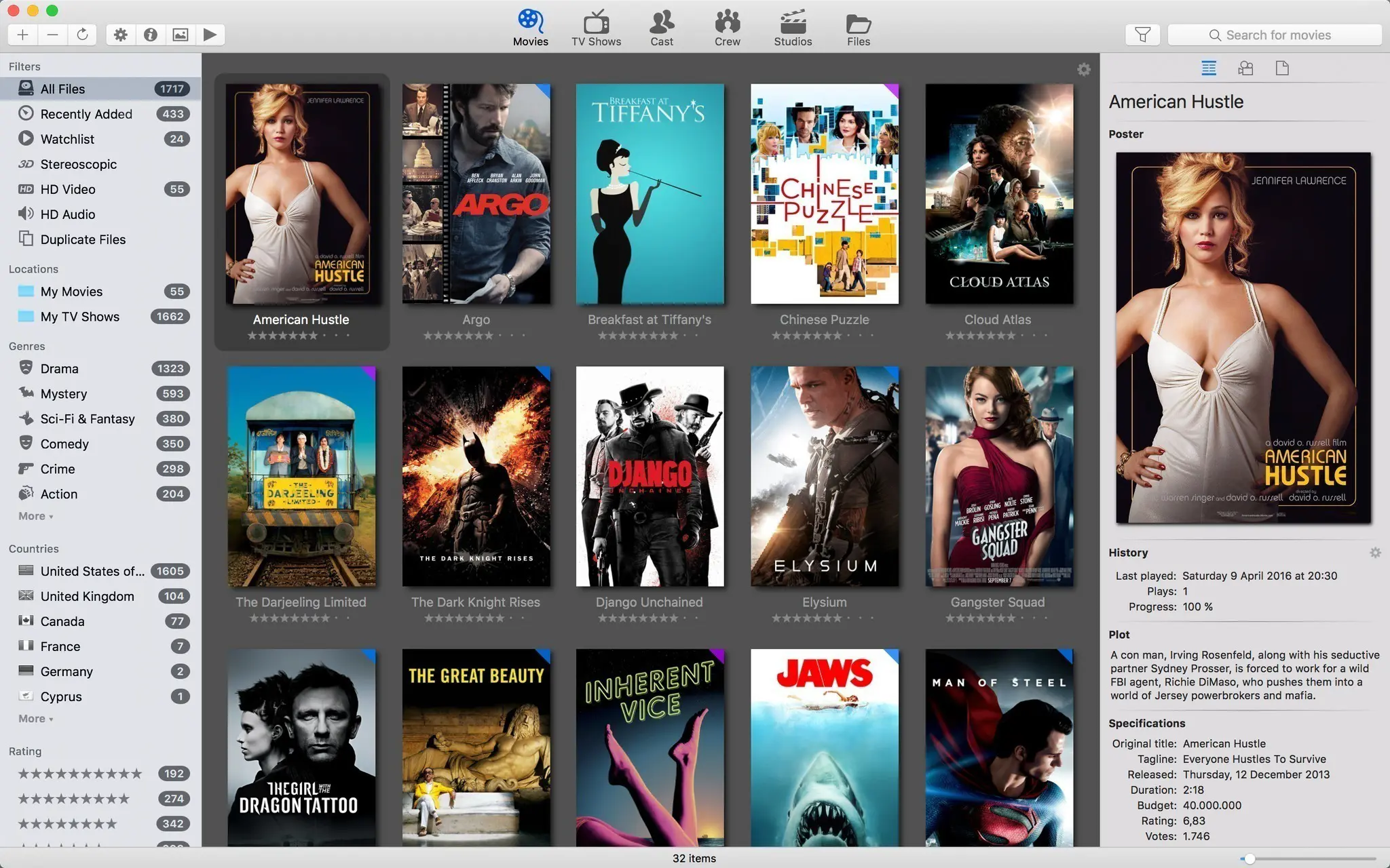 Movie Explorer Pro for mac(��Ӱ��Դ������) ���� Mac ���ص�Ӱ�� ������Ļ�Զ����� ����չʾ