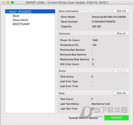 SMART Utility for MAC 硬盘检测工具界面截图