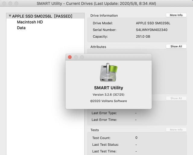 SMART Utility for MAC 扫描完成健康状态正常
