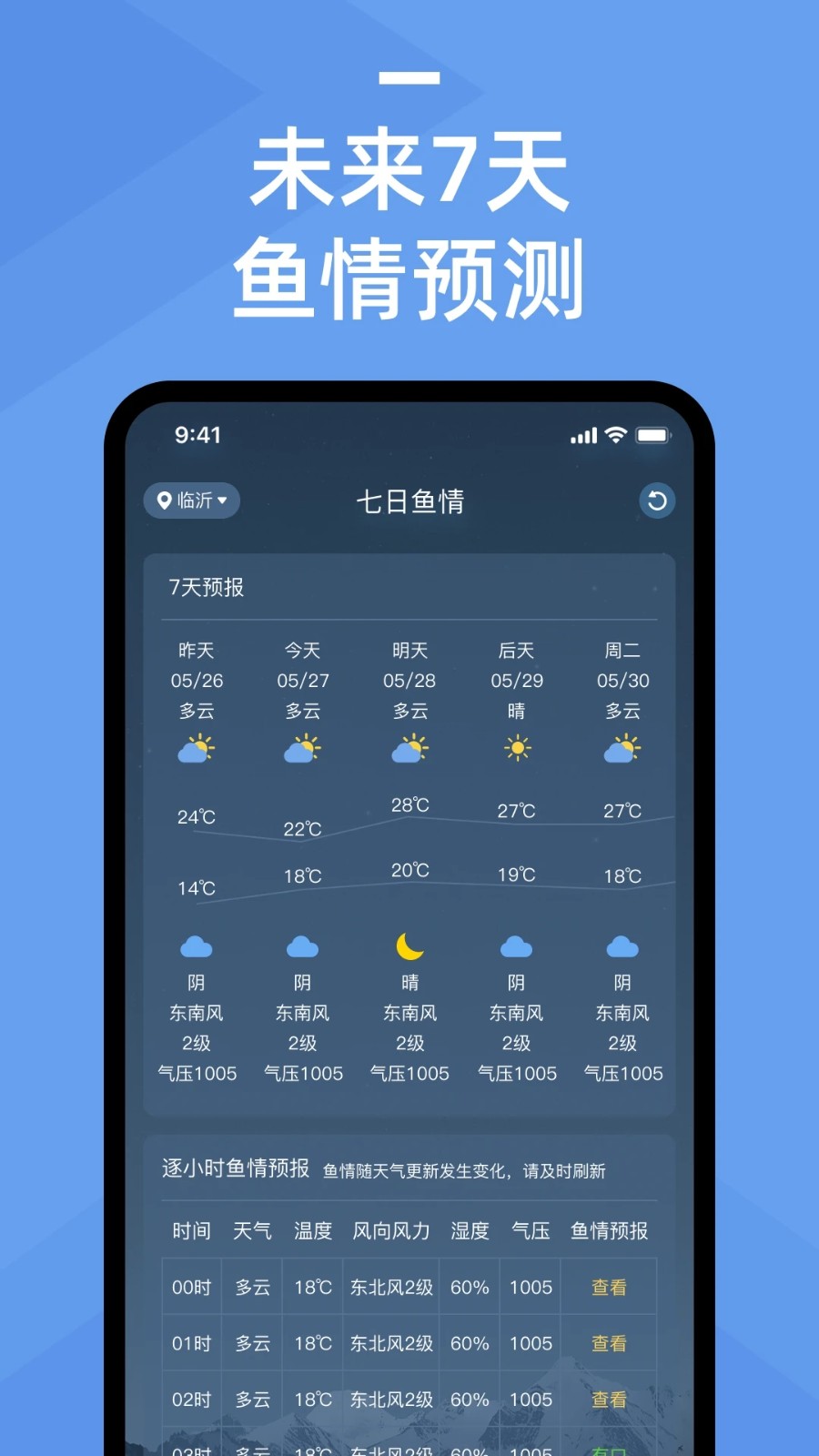 今日鱼情(钓鱼天气预报)手机最新版下载安装界面截图 钓鱼天气查询工具
