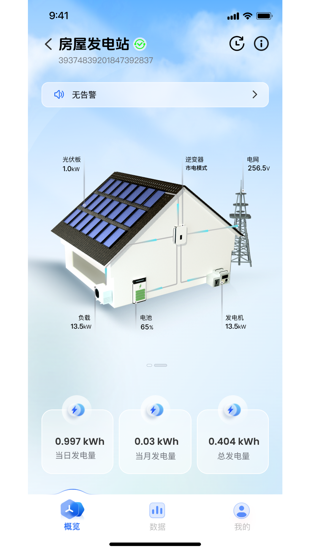 Solar of Things设备手机App监控界面截图