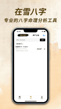在雪八字排盘生辰录入界面截图