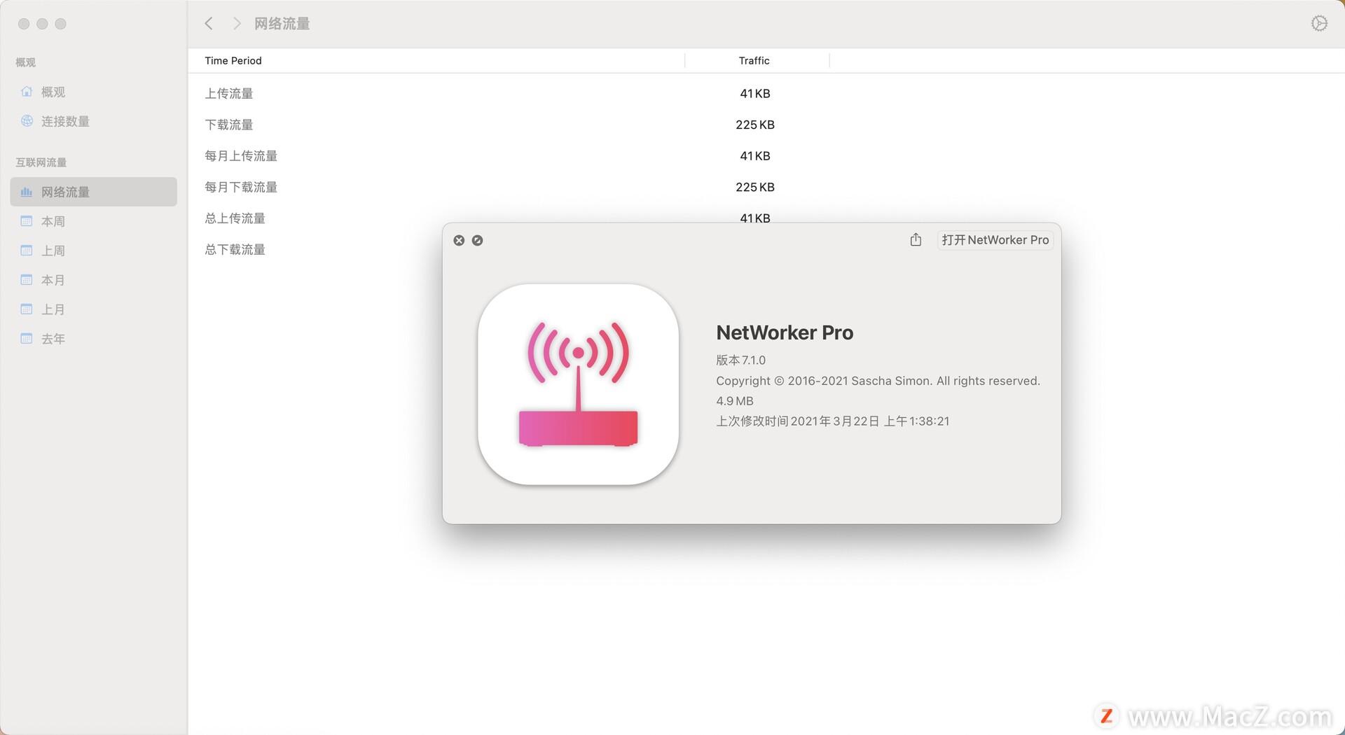 Network Speed Monitor for mac(网络速度监视器)菜单栏显示实时网速和流量统计效果图