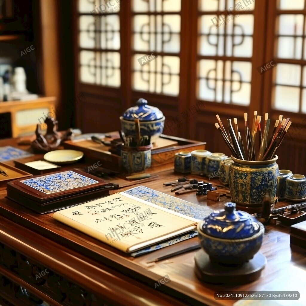 品味书法 书法练习日常打卡 笔墨纸砚桌面场景