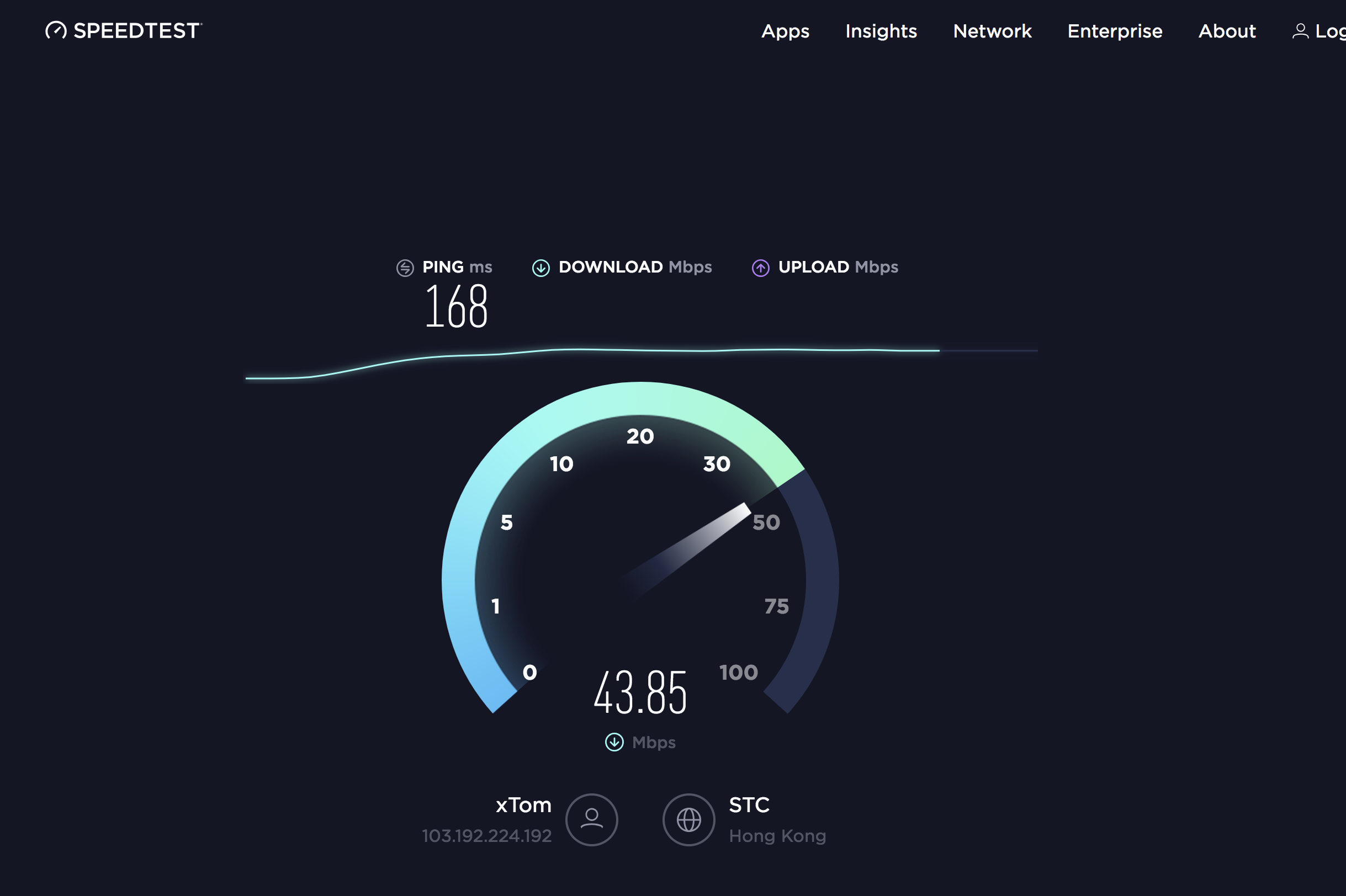 SpeedTest测速延迟Ping值实测数据展示