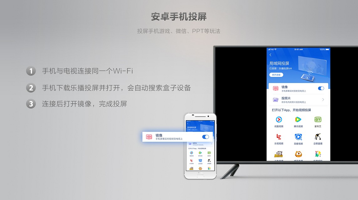 欢视助手手机投屏到电视功能演示图