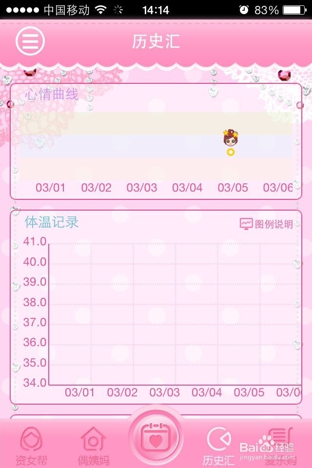 经期管家 月经周期记录方法 手机记录界面展示