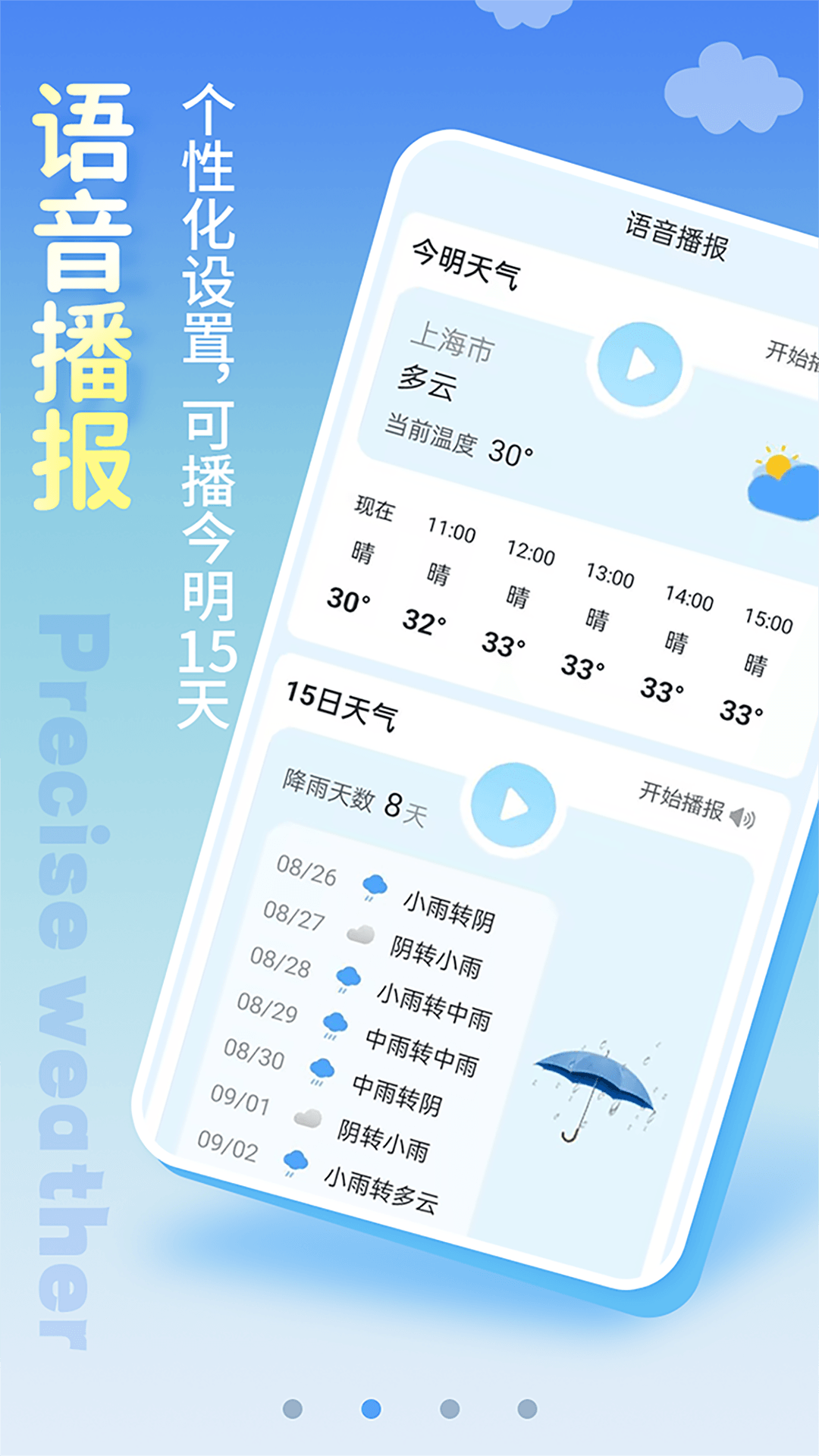 AI天气播报 出行天气提醒设置 通勤路线 精准推送界面