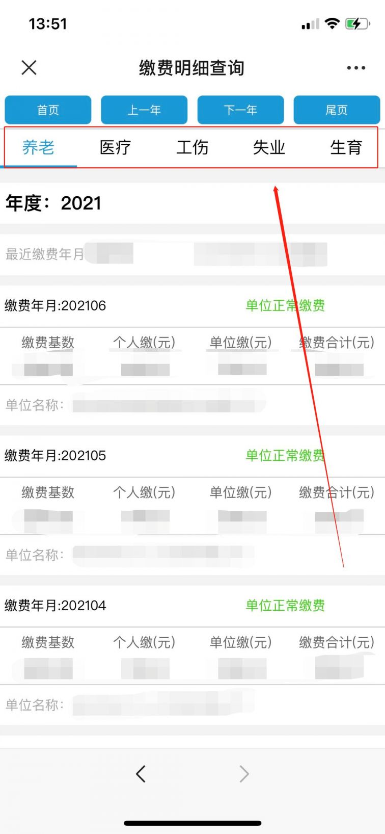 电子医保社保助手缴费记录查询列表展示每月缴费明细