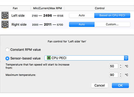 Checkmate for Mac(系统监控软件) 温度曲线与风扇转速实测界面