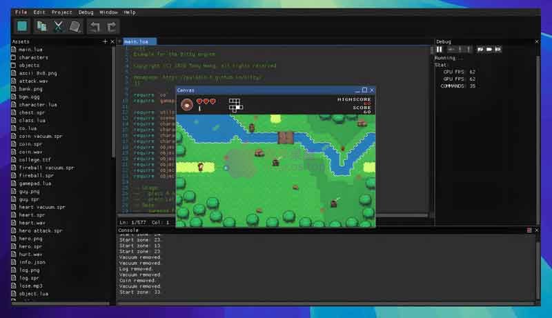 Bitty Engine Mac版下载 2D游戏开发引擎 轻量引擎界面实拍