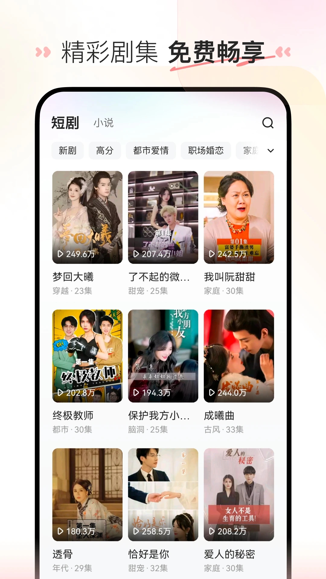 番喜免费短剧官方正版分类榜单与搜索功能配图