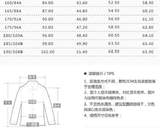 思塔購-时尚购物 下单尺码与退换注意事项示意