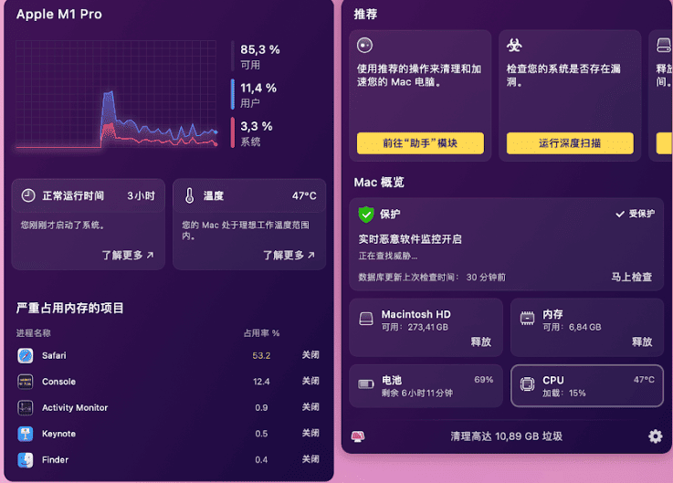 iPulse Mac版下载 Mac系统硬件实时监控工具 菜单栏CPU温度风扇转速显示