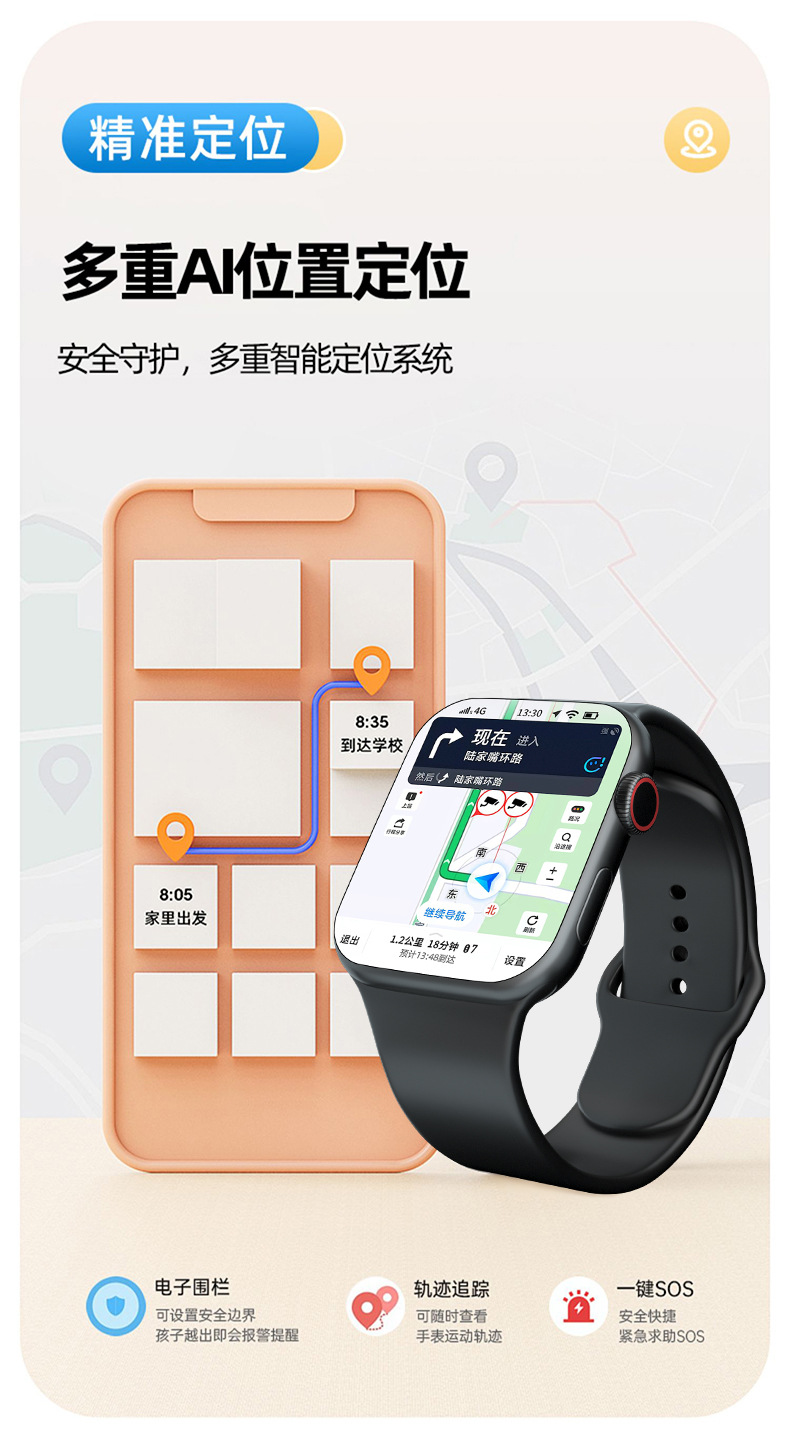 智能电话手表定位通话功能展示图