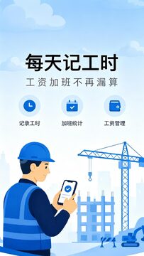 安心记工软件界面与工地记工场景实拍图