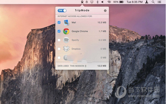 TripMode for Mac电脑版菜单栏流量监控和统计界面