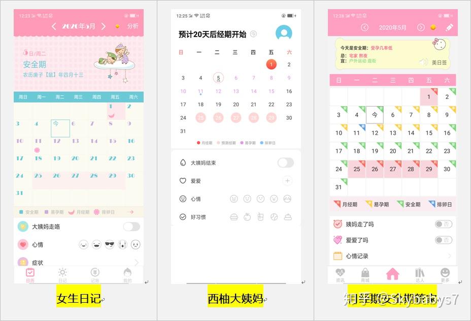暖时光-经期与生理周期记录 日历标记与周期预测界面