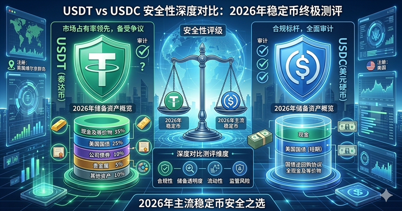 USDT和USDC哪个更安全?2026年主流稳定币深度对比测评 USDT和USDC哪个更安全?2026年主流稳定币深度对比测评