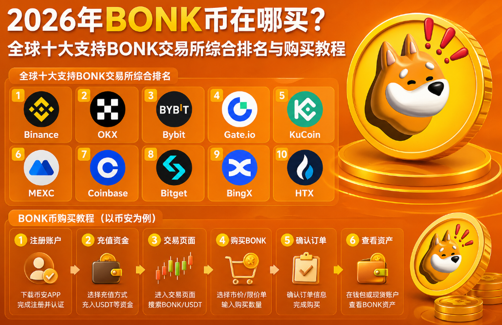 2026年BONK币在哪买?全球十大支持BONK交易所综合排名与购买教程 2026年BONK币在哪买?全球十大支持BONK交易所综合排名与购买教程