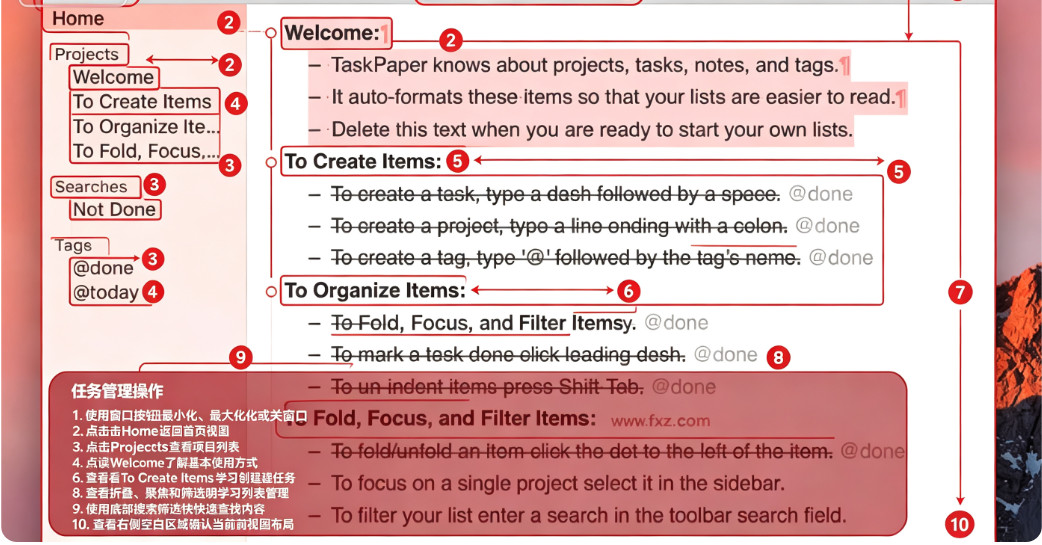 TaskPaper 纯文本GTD工具 for Mac TaskPaper 纯文本GTD工具 for Mac