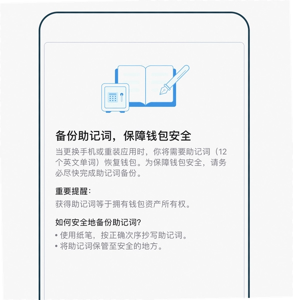 非托管钱包 助记词备份 钱包安全 防钓鱼 宣传图 无水印