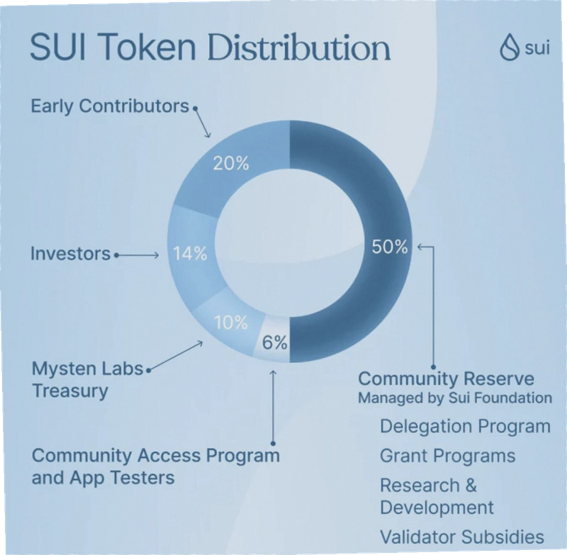 SUI币发行量 代币分配 流通量 图解