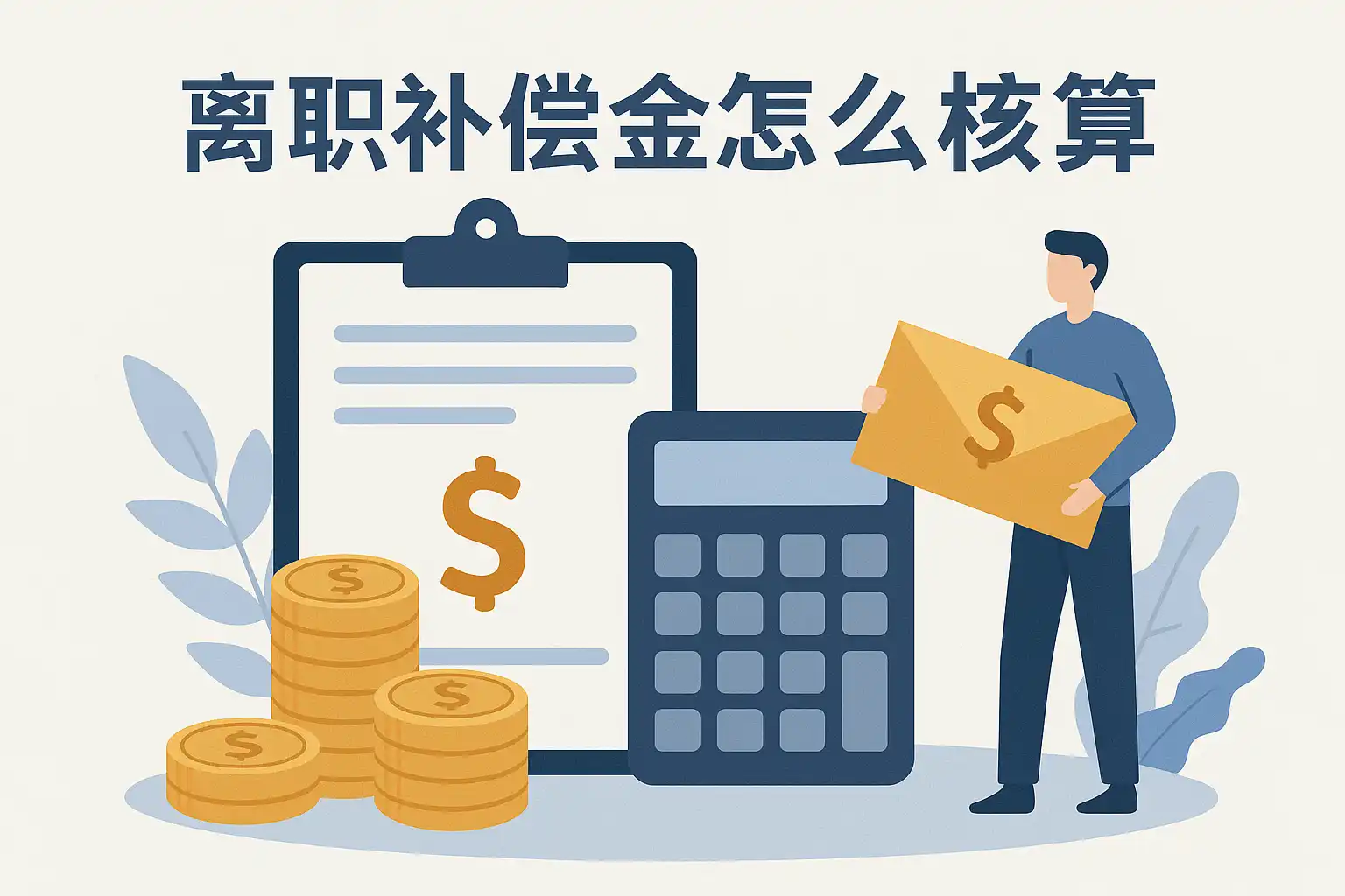 合并一年后员工离职补偿计算方法宣传图, 公司合并经济补偿流程图, 无水印, 色彩丰富, 宣传图