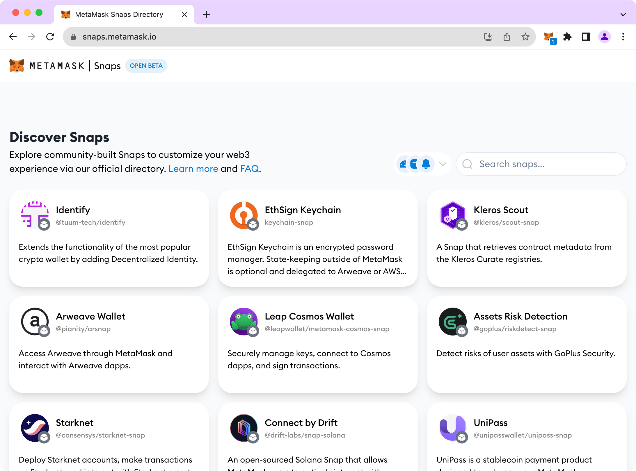 MetaMask Snaps插件架构,兼容Solana Cosmos