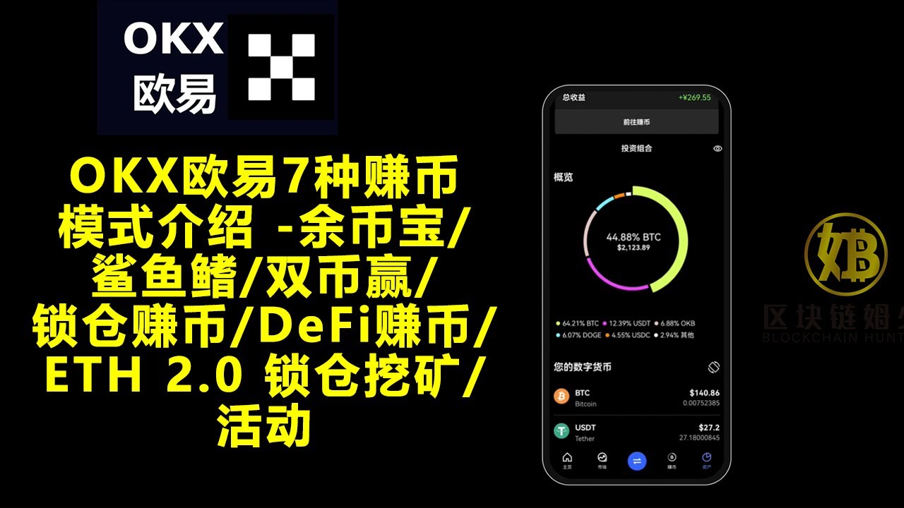 欧意OKX鲨鱼鳍新手躺赚教程宣传图,鲨鱼鳍使用,色彩丰富 无水印 宣传图