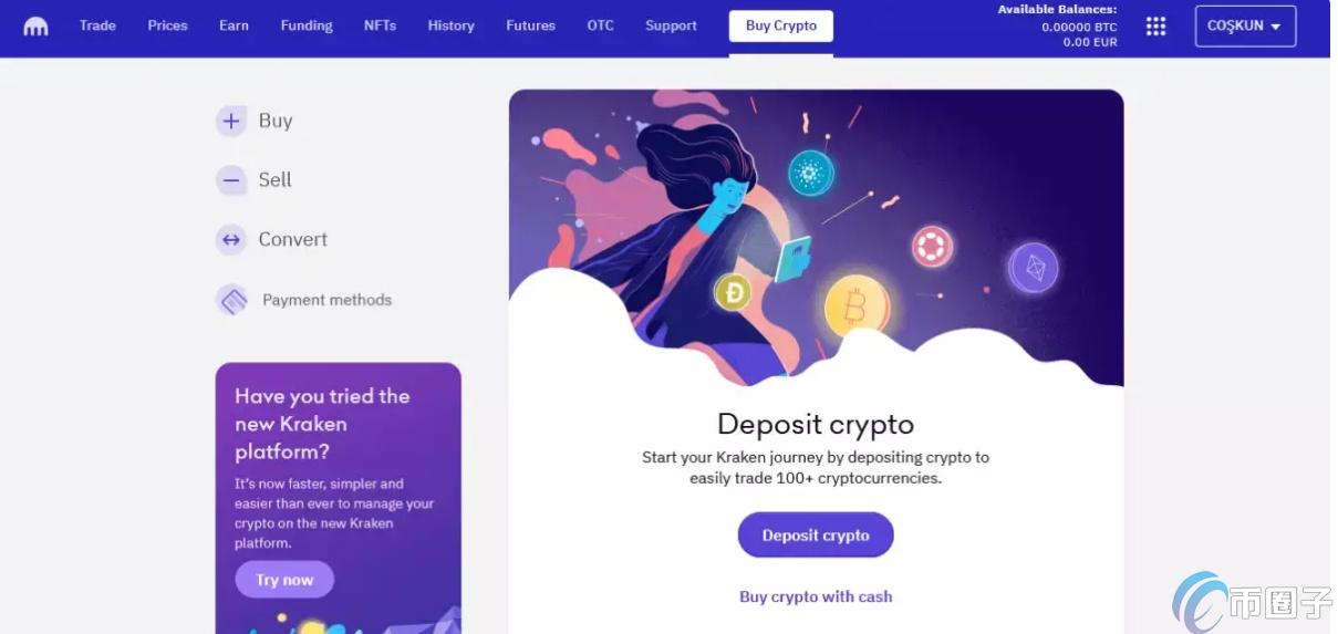 Kraken PayPal入金 买币 流程,色彩丰富 无水印 示意图