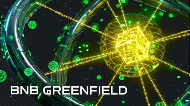 BNB Chain多链架构示意 BSC opBNB Greenfield,色彩丰富 无水印 宣传图