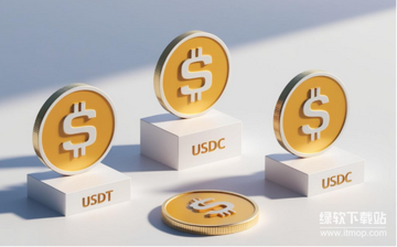 稳定币USDT与美元锚定示意图,稳定币的作用,色彩丰富 无水印