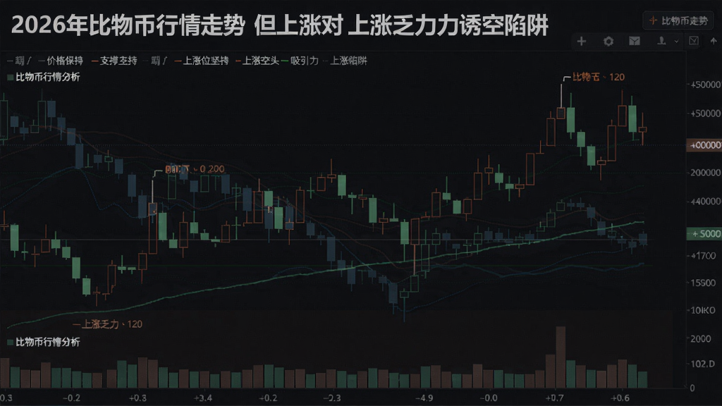2026年比特币行情走势K线图中支撑位坚挺但上涨乏力诱空陷阱宣传图,比特币行情分析:比特币价格保持支撑 但上涨对空头有吸引力