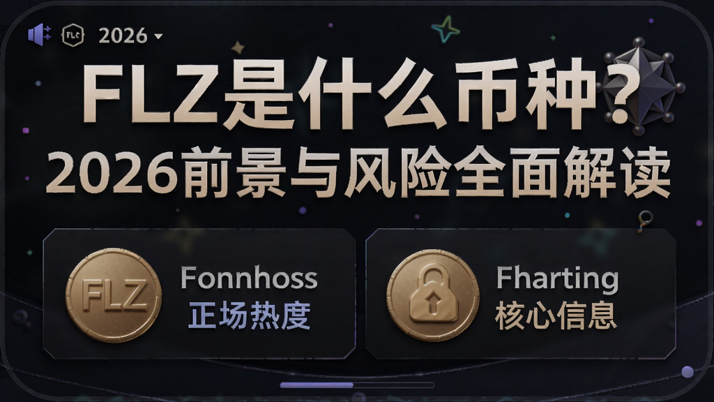 一张概括FLZ币2026年市场热度和核心信息的卡片图,上面用醒目字体标明“FLZ是什么币种?2026前景与风险全面解读”