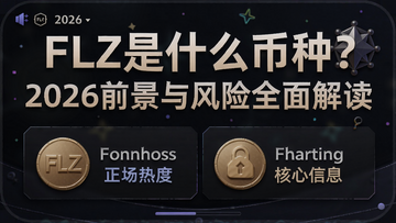 一张概括FLZ币2026年市场热度和核心信息的卡片图,上面用醒目字体标明“FLZ是什么币种?2026前景与风险全面解读”
