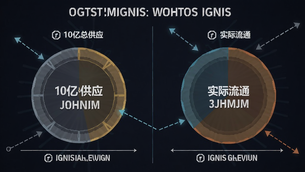 IGNIS币发行量多少?IGNIS币怎么样?IGNIS代币总量和流通量对比图表,用“10亿总供应”和“实际流通”等文字标注