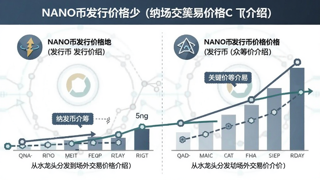 一张信息图展示NANO币发行价格多少?纳诺币发行价和众筹价介绍,包含纳诺币从水龙头分发到场外交易的价格变化,标注关键节点